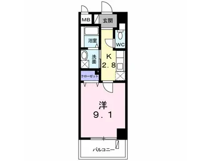 セレノパラッツオ(1K/2階)の間取り写真