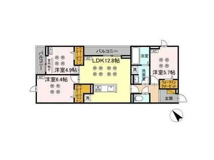 D-KISARIA WI(3LDK/3階)の間取り写真