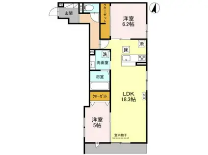 トリシア武庫川(2LDK/1階)の間取り写真