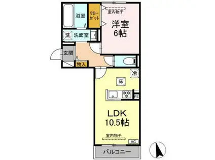 ヒルズスクエア(1LDK/1階)の間取り写真