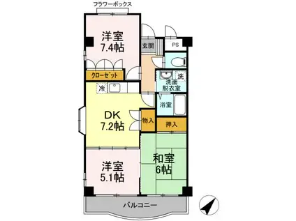 レジデンス山崎(3DK/3階)の間取り写真