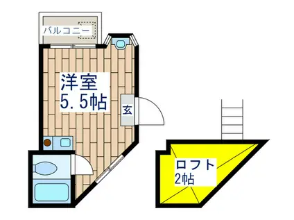 サンロイヤル池上(ワンルーム/2階)の間取り写真