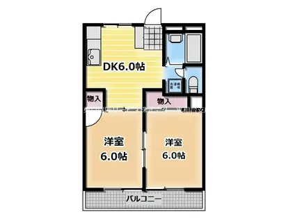 グリーンハイツ・カトウ(2DK/2階)の間取り写真