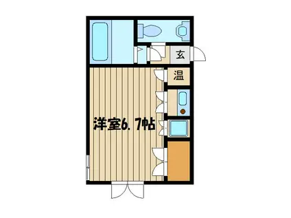 西武新宿線 上井草駅 徒歩12分 2階建 築32年(ワンルーム/2階)の間取り写真