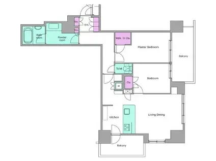レジディアタワー目黒不動前(2LDK/11階)の間取り写真