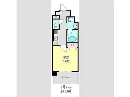 グランネクサス姫路船橋(1K/3階)の間取り写真