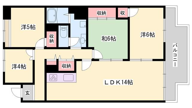 第5恵美酒マンション(4LDK/3階)の間取り写真
