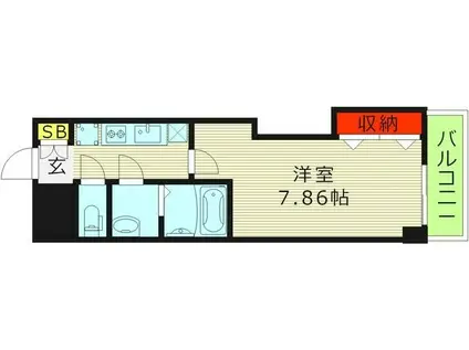 LUXE都島II(1K/2階)の間取り写真