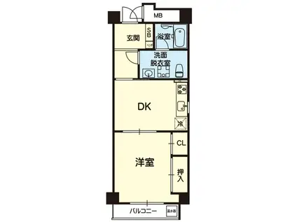 フレール上林(1DK/6階)の間取り写真