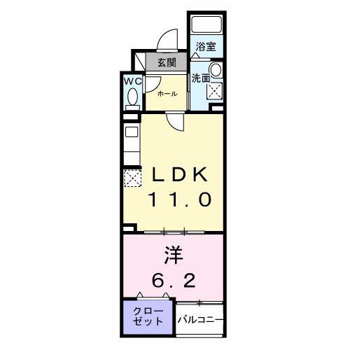 ルリアンラポーズ(1LDK/2階)の間取り写真