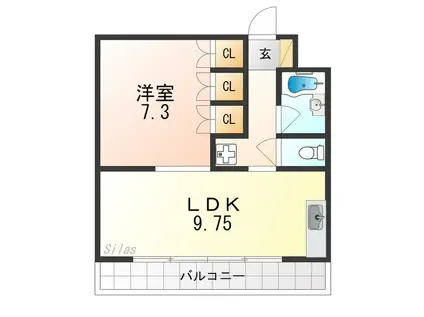 サンガーデン山科(1LDK/1階)の間取り写真