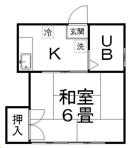 コーポたいむ(1K/2階)の間取り写真