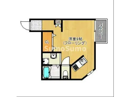 アマン下山門B(ワンルーム/1階)の間取り写真