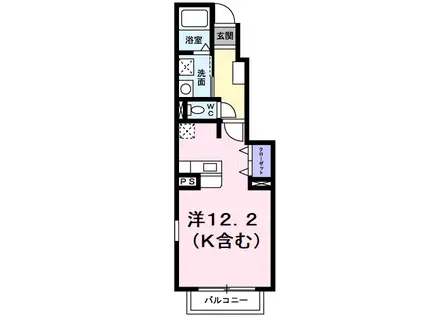 クラール曽比II(ワンルーム/1階)の間取り写真