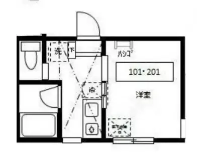 MSプレイス(1K/2階)の間取り写真