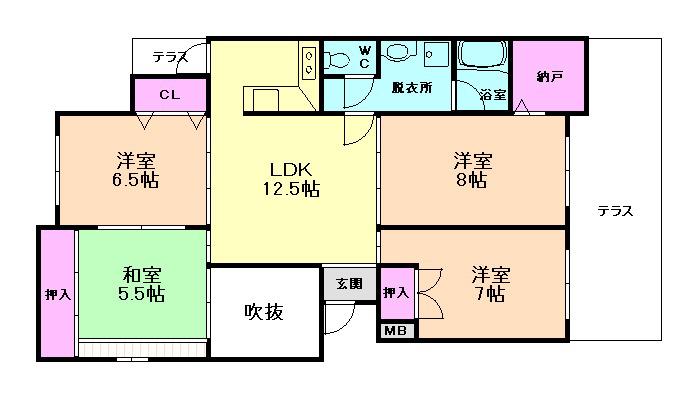 ドムス桜ヶ丘(4LDK/2階)の間取り写真