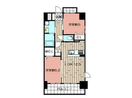 ニューリバー黄金(2LDK/5階)の間取り写真