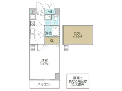 プロシード水戸(1K/8階)の間取り写真