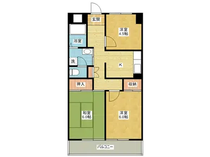 ロンシャン金山(3DK/4階)の間取り写真