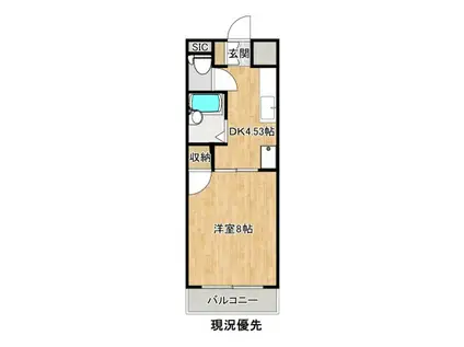 プルーリオンIII(1DK/2階)の間取り写真