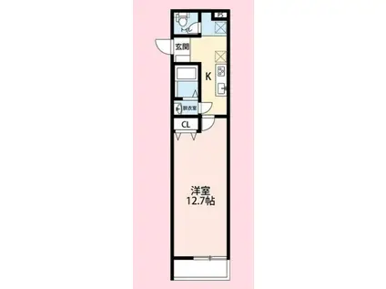 ジュネ北上尾(1K/1階)の間取り写真