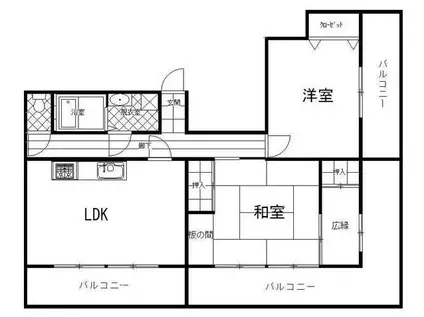 サンヨーハイツ(2LDK/5階)の間取り写真