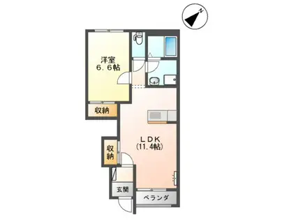 メルシーハイツ(1LDK/1階)の間取り写真
