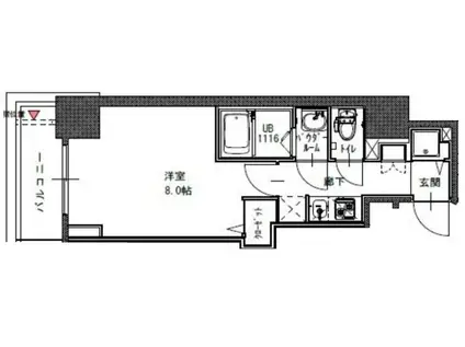S-RESIDENCE谷町五丁目(1K/8階)の間取り写真