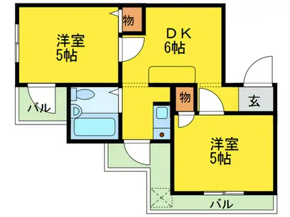 アメニティ大東3番館(2DK/2階)の間取り写真