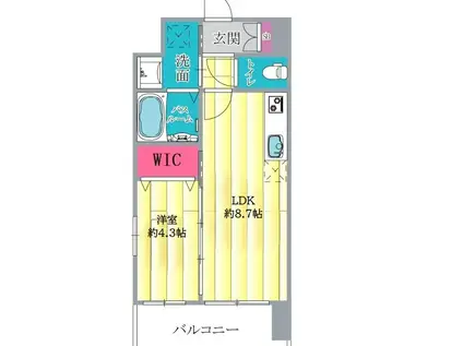 アンフィニXVIII吹田昭和町(1LDK/3階)の間取り写真
