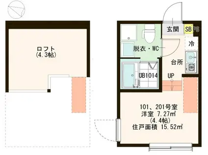 ハーモニーテラス瑞江(ワンルーム/1階)の間取り写真