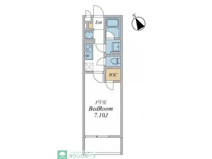ウィンドテラス南八幡(1K/1階)の間取り写真