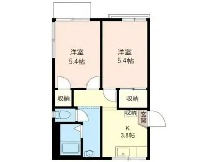 ヒルズ・ウィスタリア(2K/1階)の間取り写真