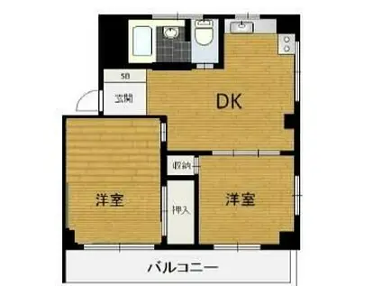 シャトーサンケイ(2DK/5階)の間取り写真