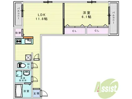 グレース豊中(1LDK/1階)の間取り写真