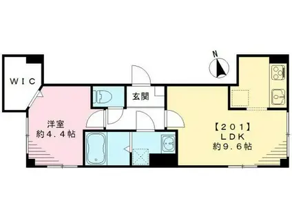 GRASS ROSE(1LDK/2階)の間取り写真