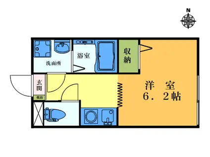 クレストコート(1K/2階)の間取り写真