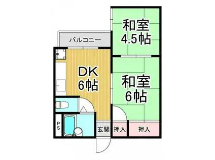 パークスクエア東園田(2DK/6階)の間取り写真