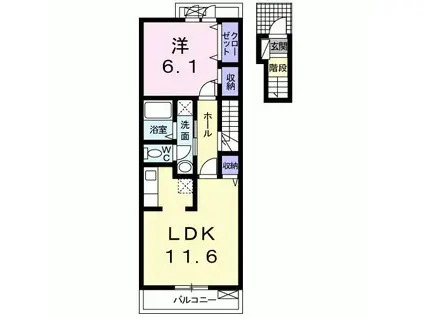 PLAY&SINGS(1LDK/2階)の間取り写真