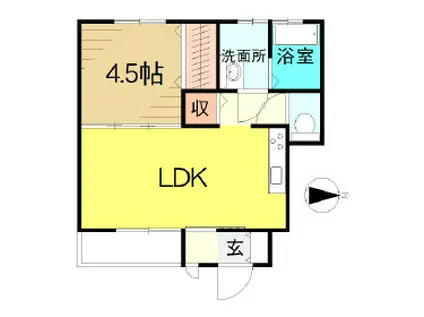 ヴィレッタミライ(1LDK/1階)の間取り写真