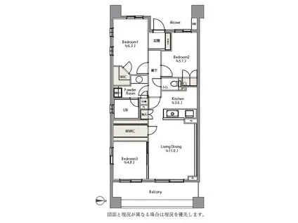 パークホームズ蘆花恒春園オーチャードコート(3LDK/2階)の間取り写真