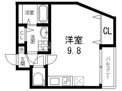 ココファイン足代(ワンルーム/1階)の間取り写真