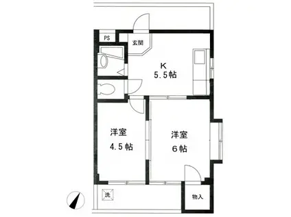 ノーブルハイツ(2K/3階)の間取り写真