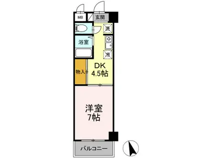メゾン花みずき(1DK/4階)の間取り写真