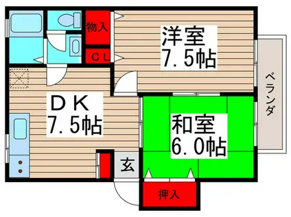 トーワ西船橋A(2DK/1階)の間取り写真