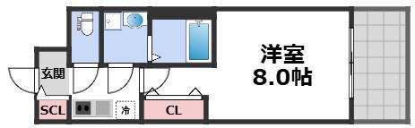 リヴェント玉造(1K/12階)の間取り写真