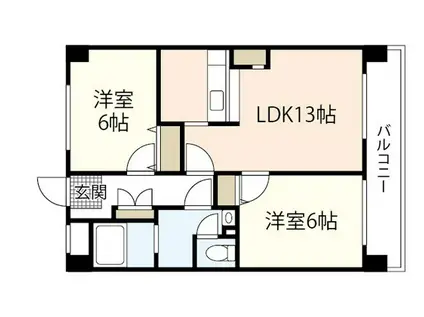 コーポハピネス(2LDK/3階)の間取り写真