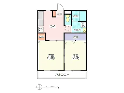 オードリーマンション(2DK/3階)の間取り写真