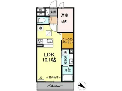 クレイドル(1LDK/2階)の間取り写真