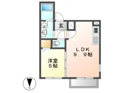 シュガーローフパーク浅間町(1LDK/2階)の間取り写真